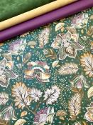 Fleur baroque verte, papier fantaisie recto verso
