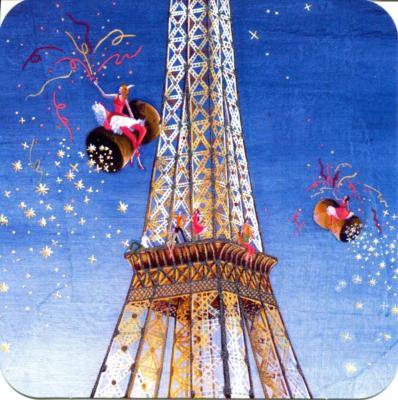 La tour Eiffel (milieu), carte d'art