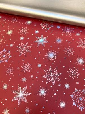 1001 étoiles argent fond rouge, papier fantaisie de Noël