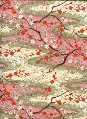 Papier japonais chiyogami pommier rose