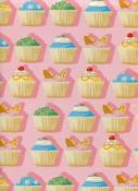 Cup cake fond rose, papier fantaisie