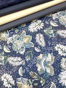 Papier fantaisie recto/verso, Fleur baroque bleue