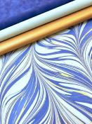 Papier indien marbré peigné bleu et gold