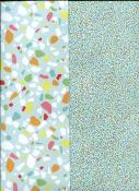 Papier fantaisie recto verso, Confettis et terrazzo vert