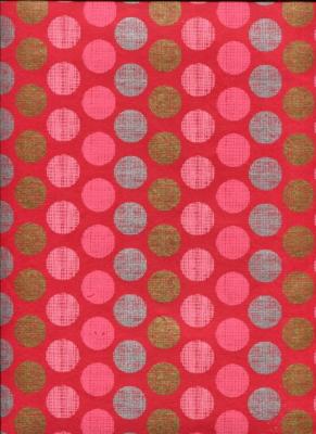 Papier fantaisie indien dot rouge rose or et argent