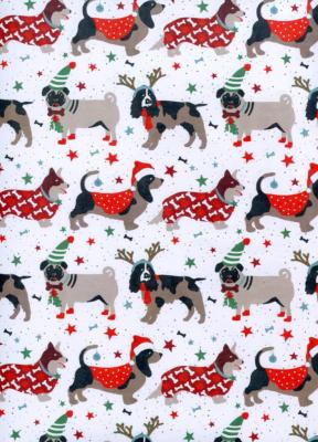 Les chiens de Noël, papier fantaisie